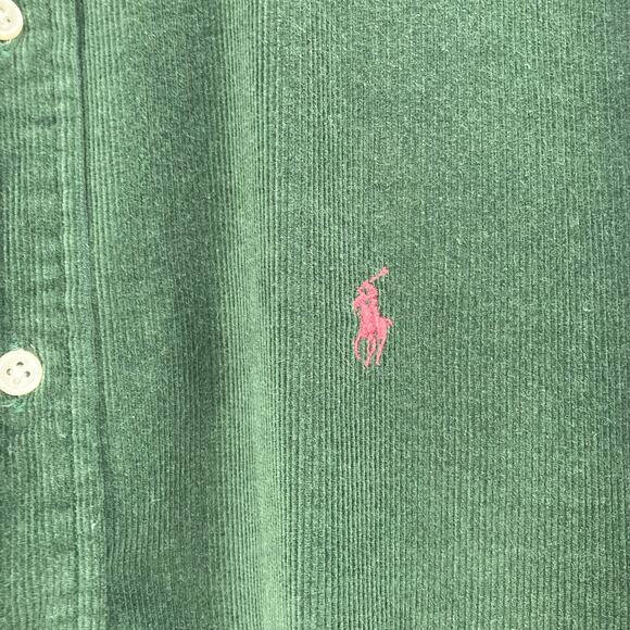 Ralph Lauren Cord Flannel Long Sleeve Button Up Pony Forrest Green Men’s Large - Picture 3 of 9